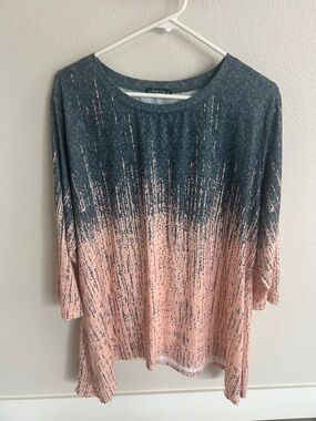 Women's Ombre Speckle Long Sleeve Tee - Pink and Gray